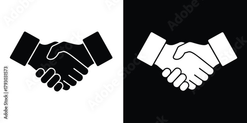 Handshake icon, friendly deal symbol, partnership symbol, business agreement handshake sign vector