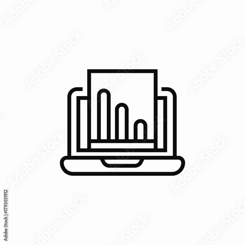 laptop finance report icon sign vector