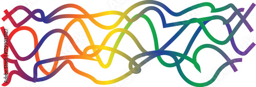 Rainbow Tangle Line Pattern – Colorful Gradient Scribble Curve Abstract Vector