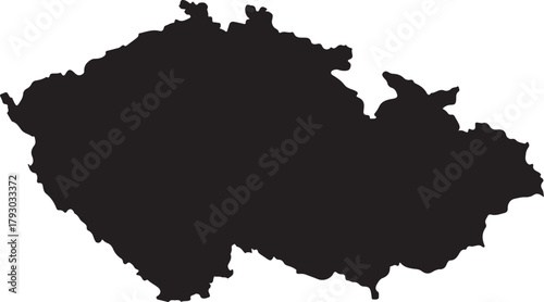 Black silhouette map of the Czech Republic country outline vector