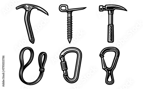 Monochrome outline tools for climbing and construction