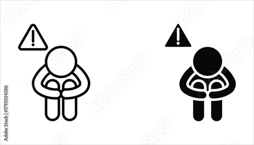 worry icon set. editable icons, can be used in logo, UI and web design, Flat illustration of vector icon on white background.