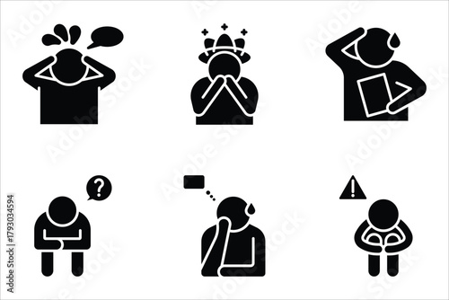 worry icon set. editable icons, can be used in logo, UI and web design, Flat illustration of vector icon on white background.