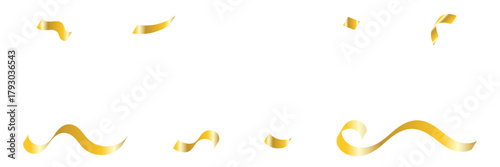 Gold Confetti and Ribbon Border Frame on Transparent Background. Festive Celebrations. Vector Illustration