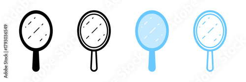 Mirror Icon Set Isolated on Transparent Background. Household Object and Interior Decoration. Vector Illustration