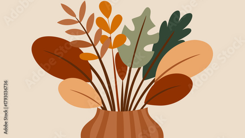 Organic botanical bouquet in gradient greens and earthy tones