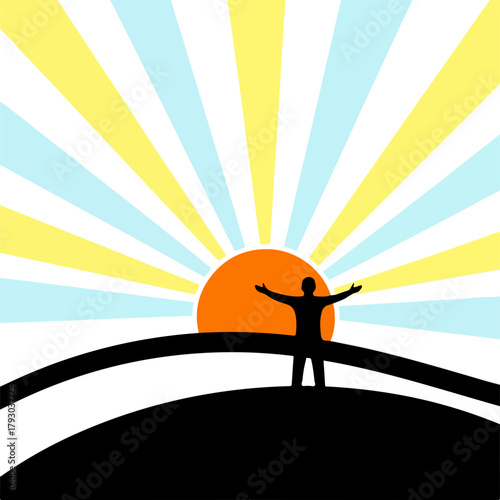 Person embracing sunrise symbolizing hope and new beginnings