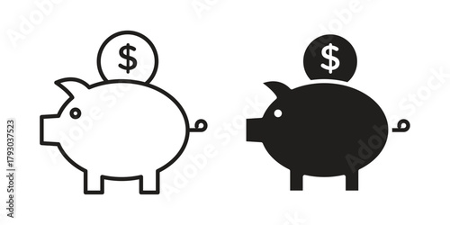 Piggy bank icon in simple modern vector format. EPS icon pack