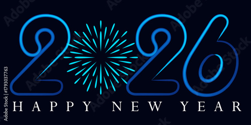 Happy New Year 2026 celebration with glowing fireworks display