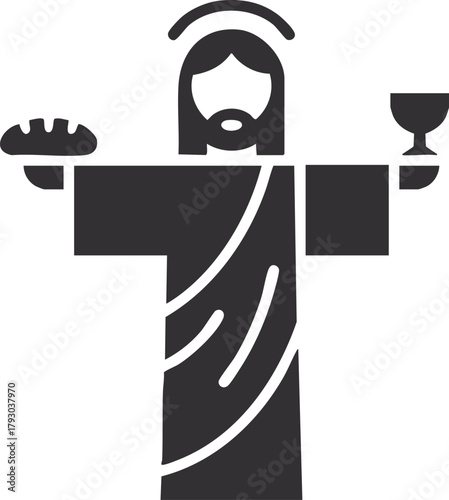 Illustration of Jesus Christ with Bread and Wine 