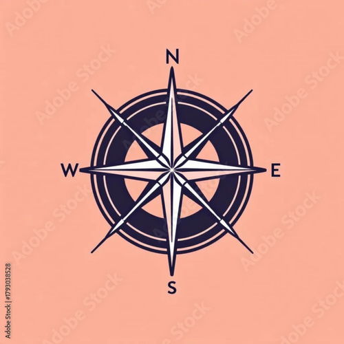Navigational Compass: A minimalist, yet elegant illustration of a compass rose on a soft backdrop, embodying direction, guidance, and the spirit of exploration.