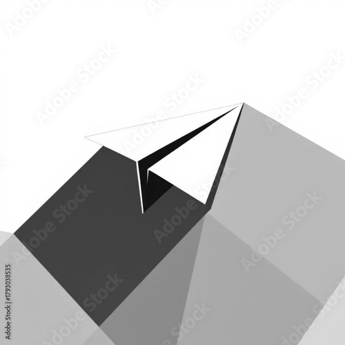 Paper Plane Ascending: A paper airplane, soaring in monochrome, symbolizes ambition and freedom, a testament to the simplicity and elegance of flight.