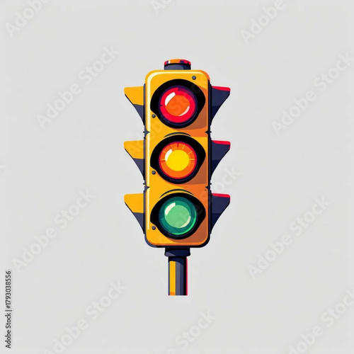Traffic Signal: A vibrant traffic signal, showcasing red, yellow, and green lights, stands as a symbol of order and guidance, commanding attention with its clear and simple design.