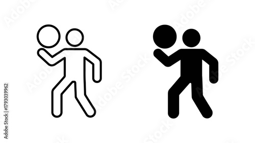 Icon illustration of a person playing basketball, available in both outline and solid styles