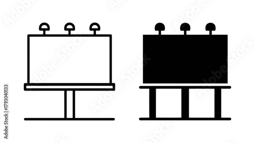Billboard icon, representing outdoor advertising, marketing campaigns, and promotional messages in a simple and modern design