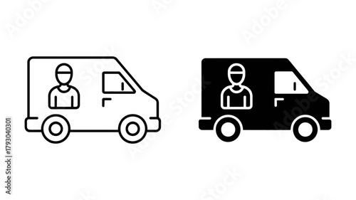 Delivery van with driver, a symbol of transportation, logistics, and service, conveying efficiency and reliability