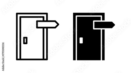 Exit door icon set, representing a way out of a building or room