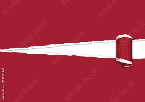 Dynamic red ripped paper reveal creating a compelling blank horizontal space for creative content promotion or abstract design applications