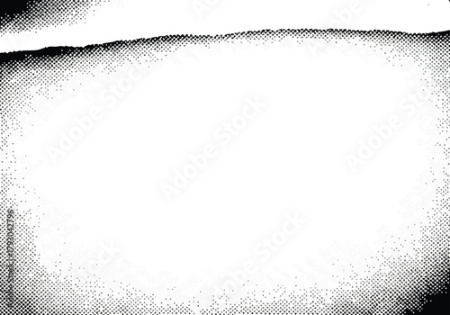 Abstract black and white halftone texture with distressed edges perfect for grunge overlays and graphic design projects