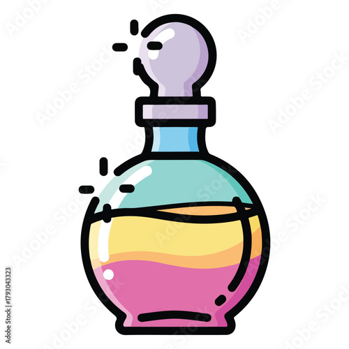 Colorful perfume bottle isolated on white