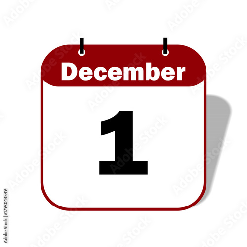 1 December Date Icon 