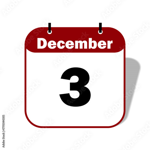 3 December Date Icon 