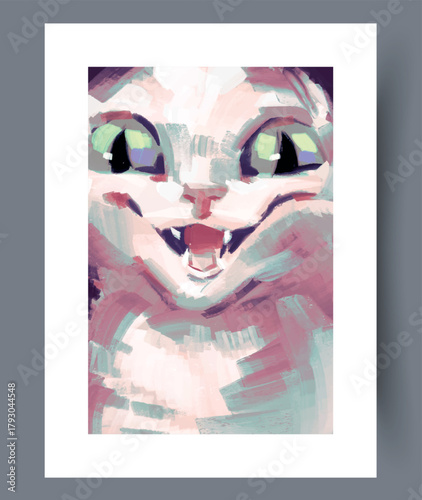 Vivid and energetic depiction emphasizing playful nature of cat