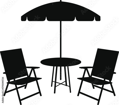 Outdoor patio furniture set with chairs and umbrella for relaxation, 72 characters