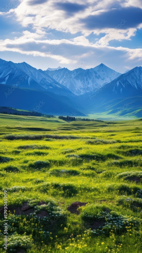 Fototapeta premium Mountain landscape grassland outdoors.