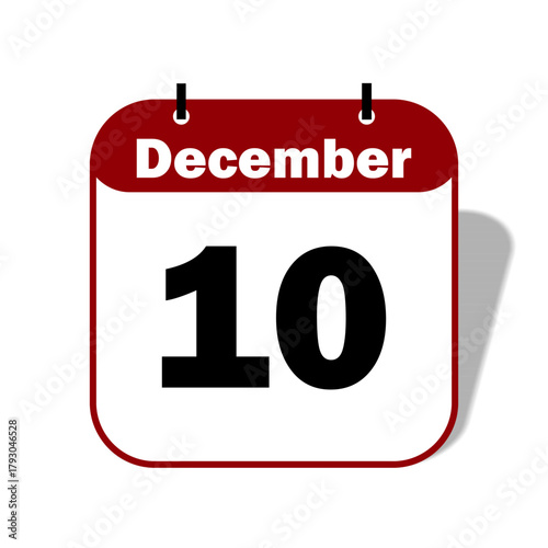 10 December Date Icon 