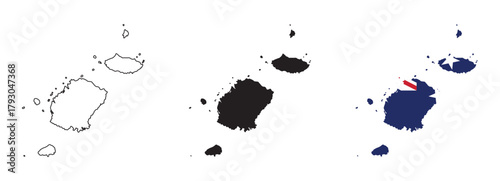 Obraz na płótnie Cook Islands map vector with editable country outline, black silhouette and nati