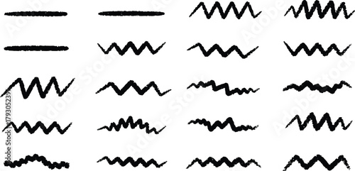Hand Drawn Lines and Zigzags Collection Grunge Brush Strokes with Distressed Texture