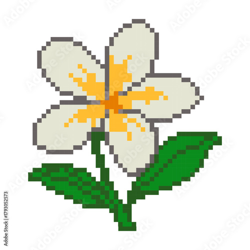 Pixel art white flower with yellow center