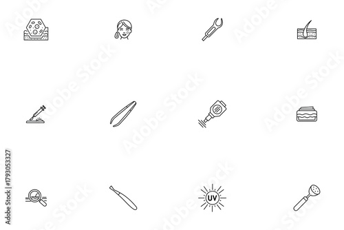 Hair Removal and Skincare Line Icons Set
