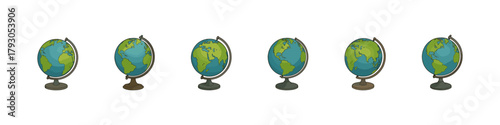 Globe icon set. World globe vector set. Collection of terrestrial globes for geography, travel and education design.