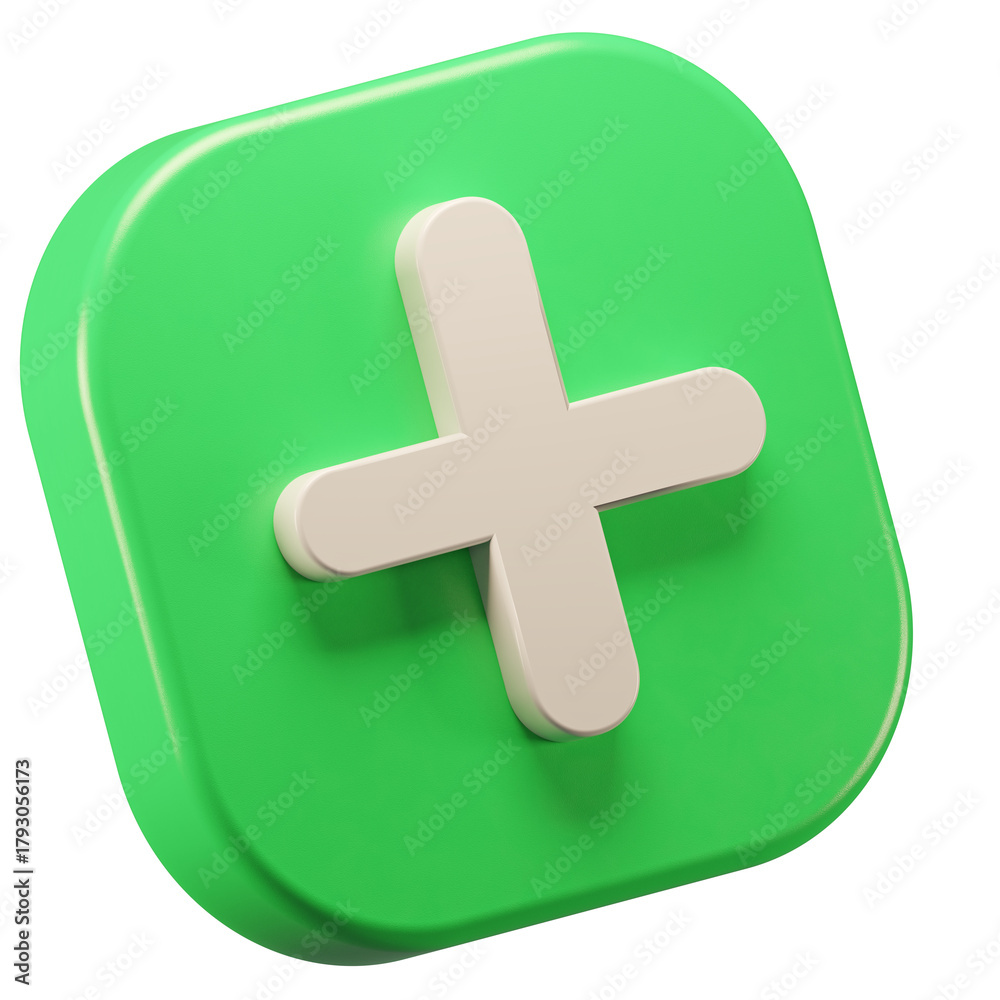 Fototapeta premium White Plus Sign On Green button