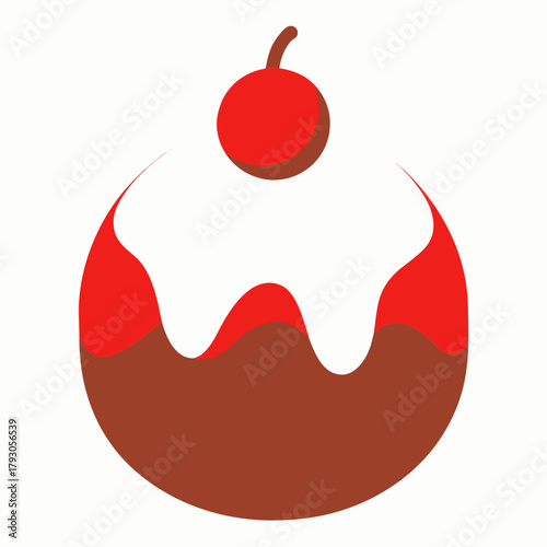 Stylized christmas pudding with cherry on top