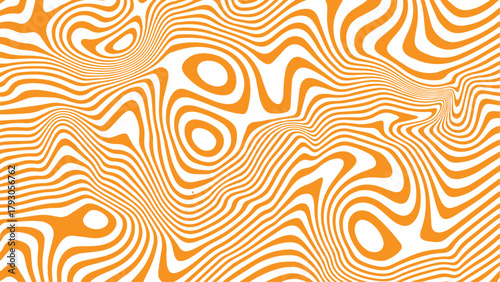 Abstract psychedelic swirling pattern of organic wavy lines in yellow and orange hues