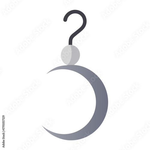 Question mark hook hanging on a crescent moon shape