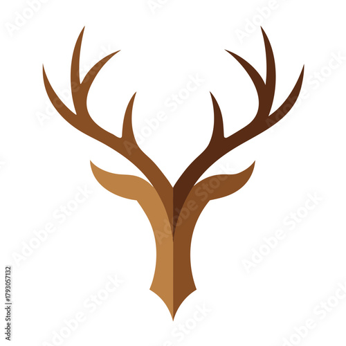 Stylized deer head with antlers geometric design