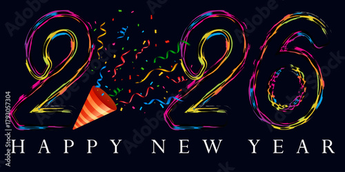 Vibrant and Colorful 2026 Happy New Year Celebration Design