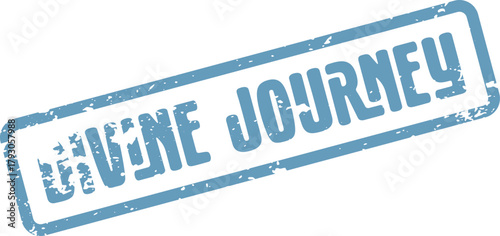 Grungy Blue Divine Journey Stamp Symbolizing Spiritual Exploration and Personal Growth