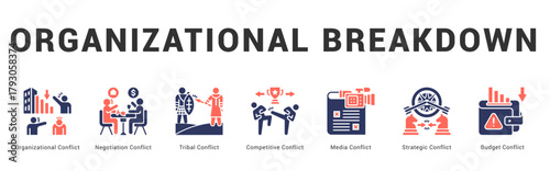 Organizational Breakdown Modern and clean web banner illustration featuring thematic icons for visual communication