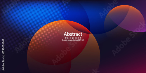 Dark Blue and Orange Neon Geometric Background. Modern creative trendy design in vector illustration