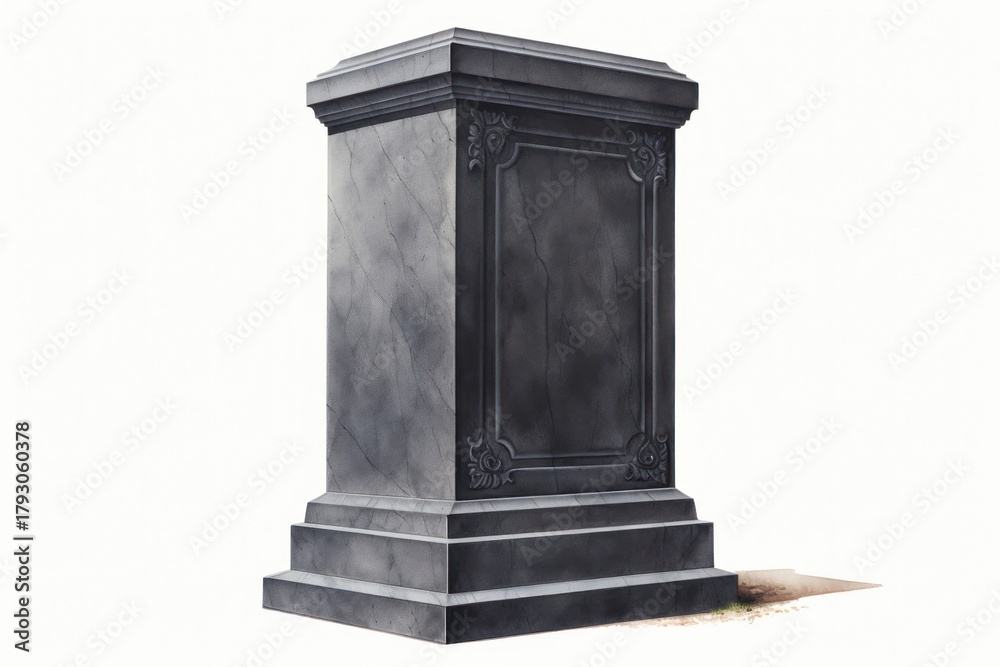 Fototapeta premium Tombstone memorial black white background.