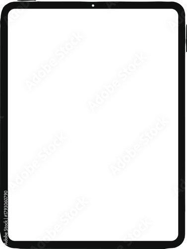 Blank Tablet Screen on White Background empty