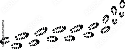 Footprints Trail on White Background shoe prints walking