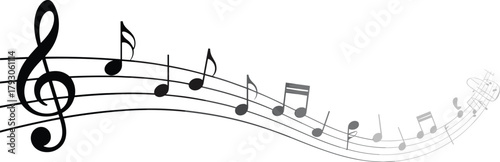 Musical Notes Flowing on a Staff with Treble Clef vector