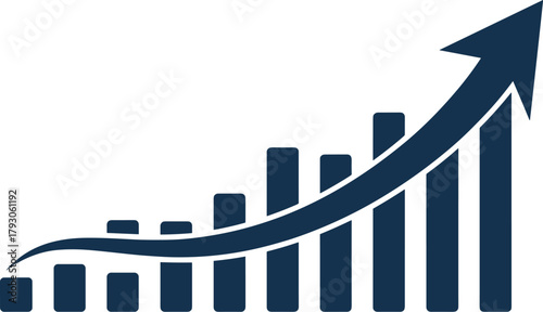 Upward Trending Bar Chart with Arrow graph statistics
