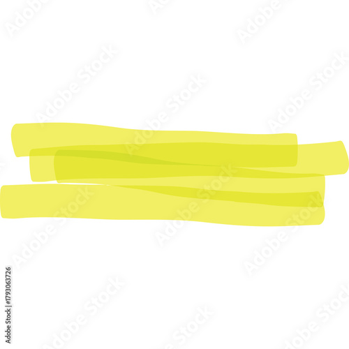 Bright Yellow Marker Highlighter Strokes on Transparent Background Overlapping Strokes Create a Vivid Effect Ideal for Presentations and Design Projects